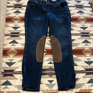 Goode Rider Dark Blue Women’s Riding Jeans with Brown Knee Patches